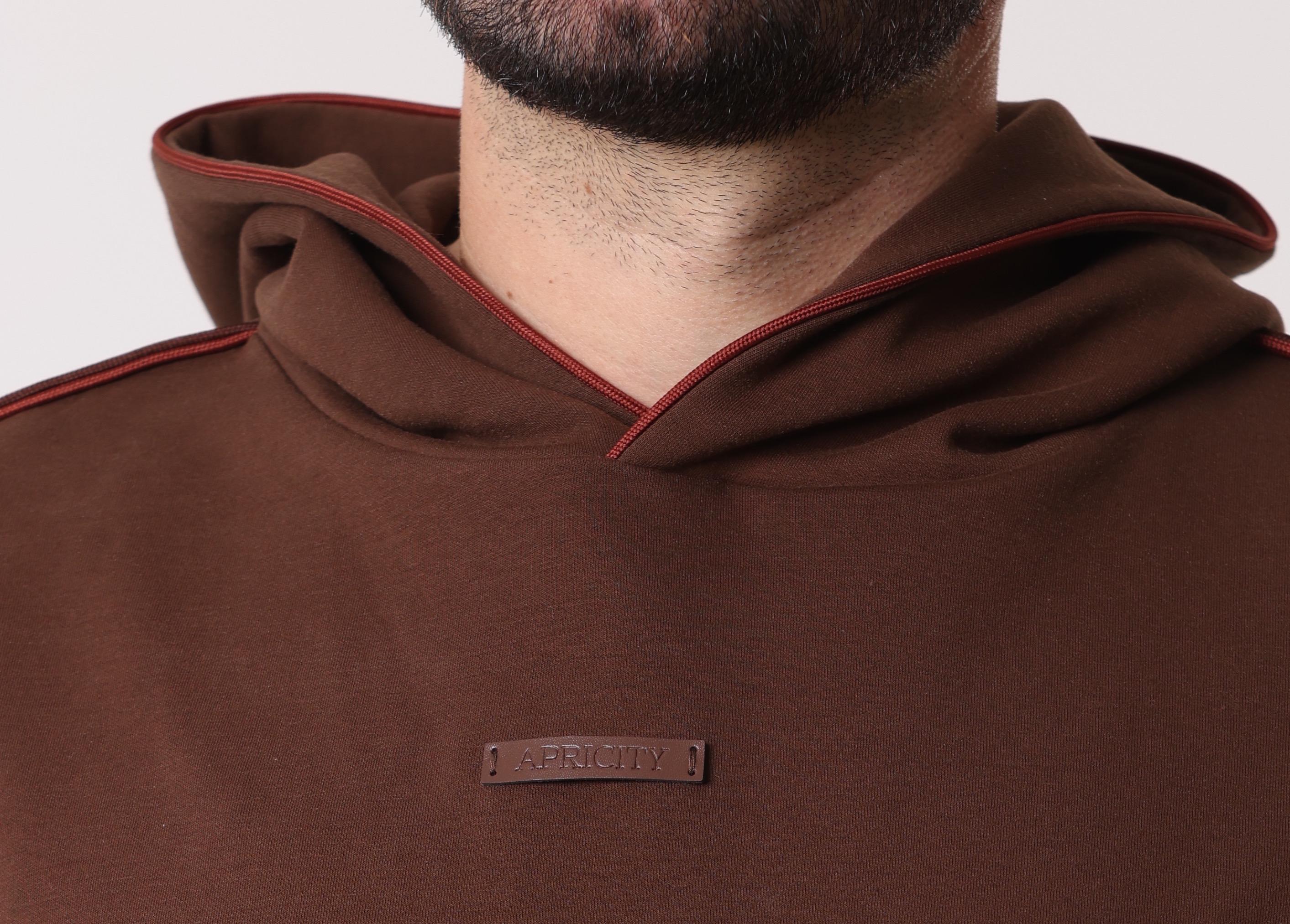 Hoodie With Burgundy Piping
