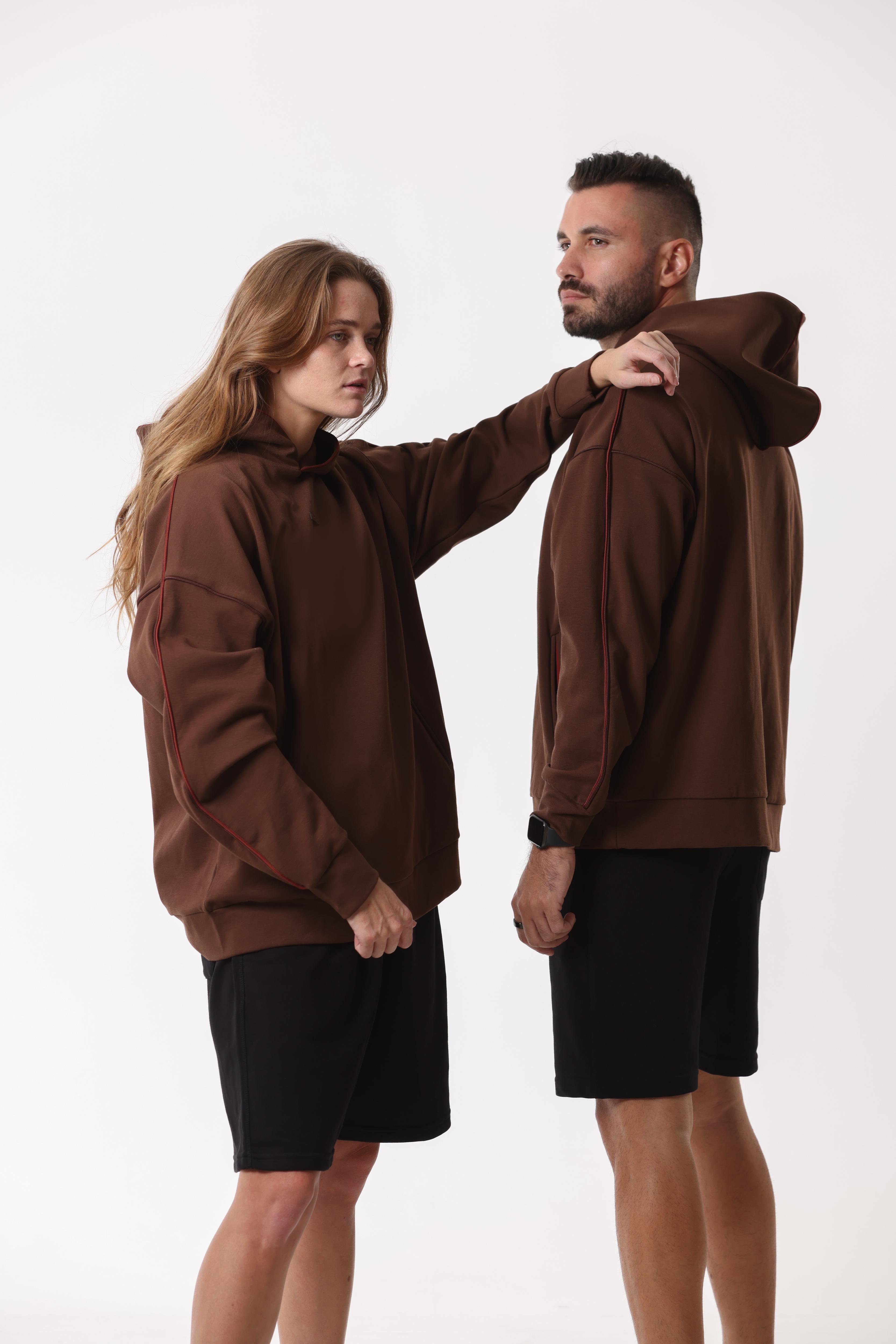 Hoodie With Burgundy Piping