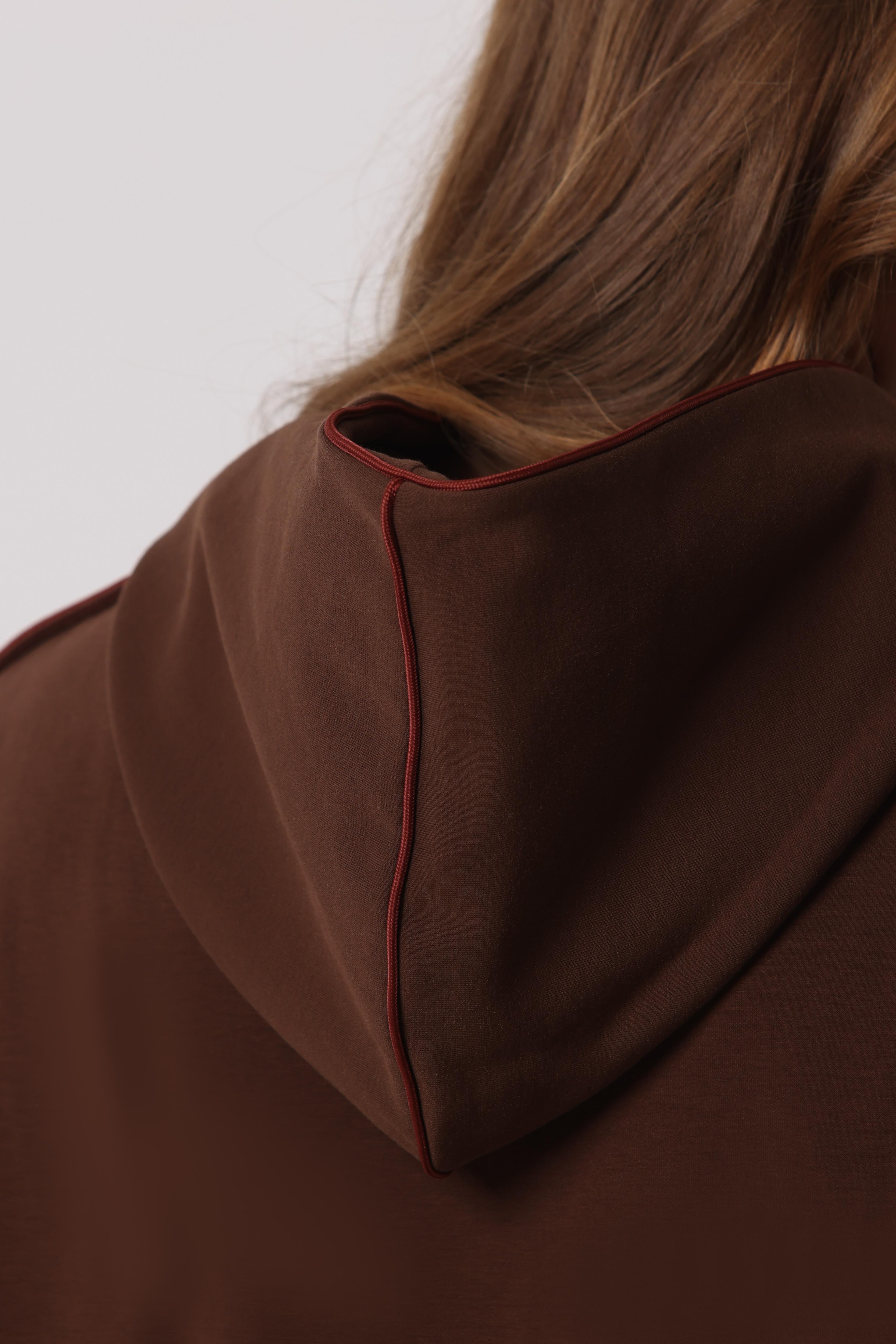 Hoodie With Burgundy Piping