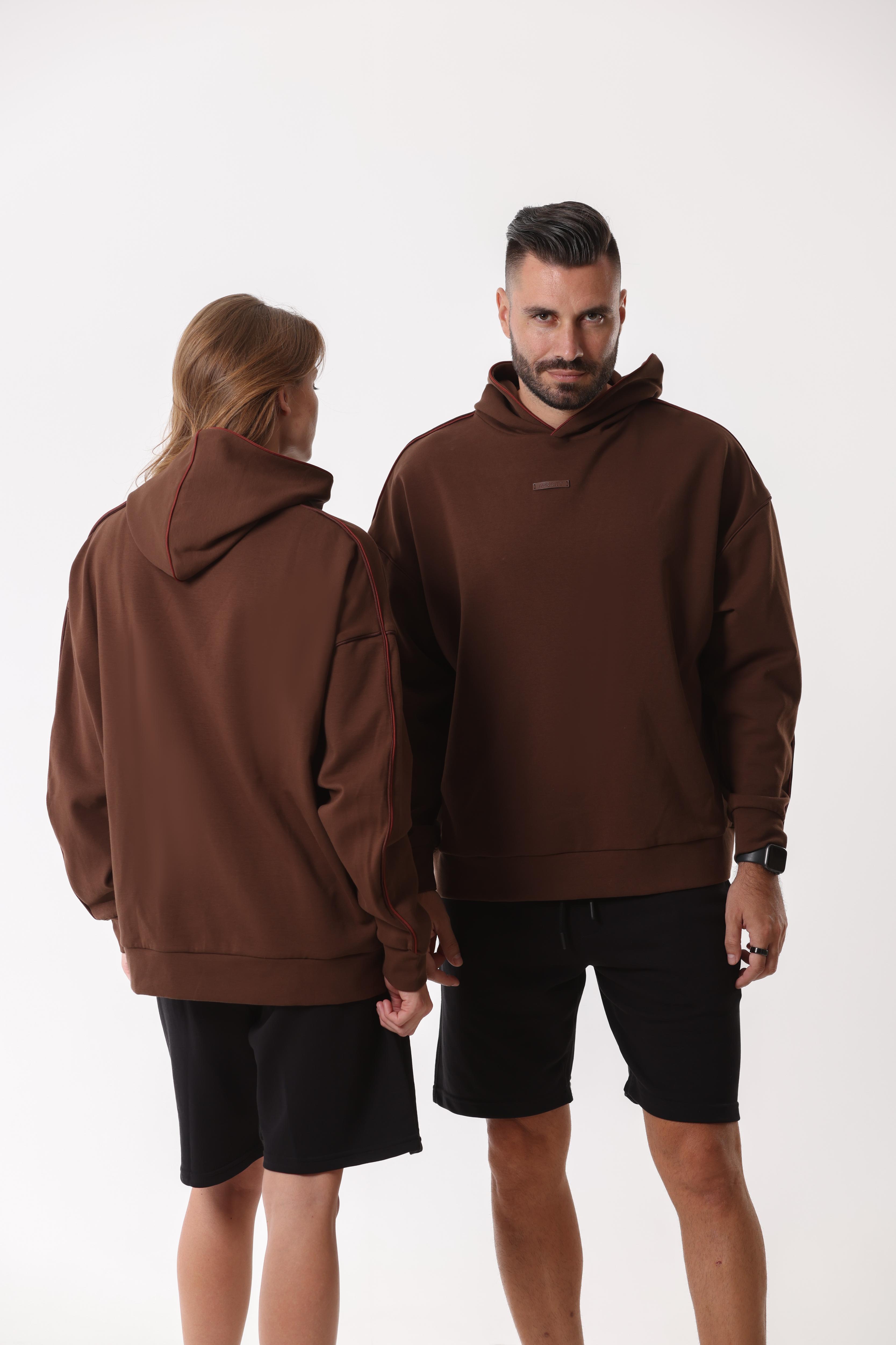 Hoodie With Burgundy Piping
