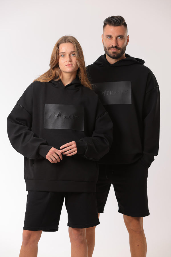 Hoodie with Leather Piped Detailing alternate view