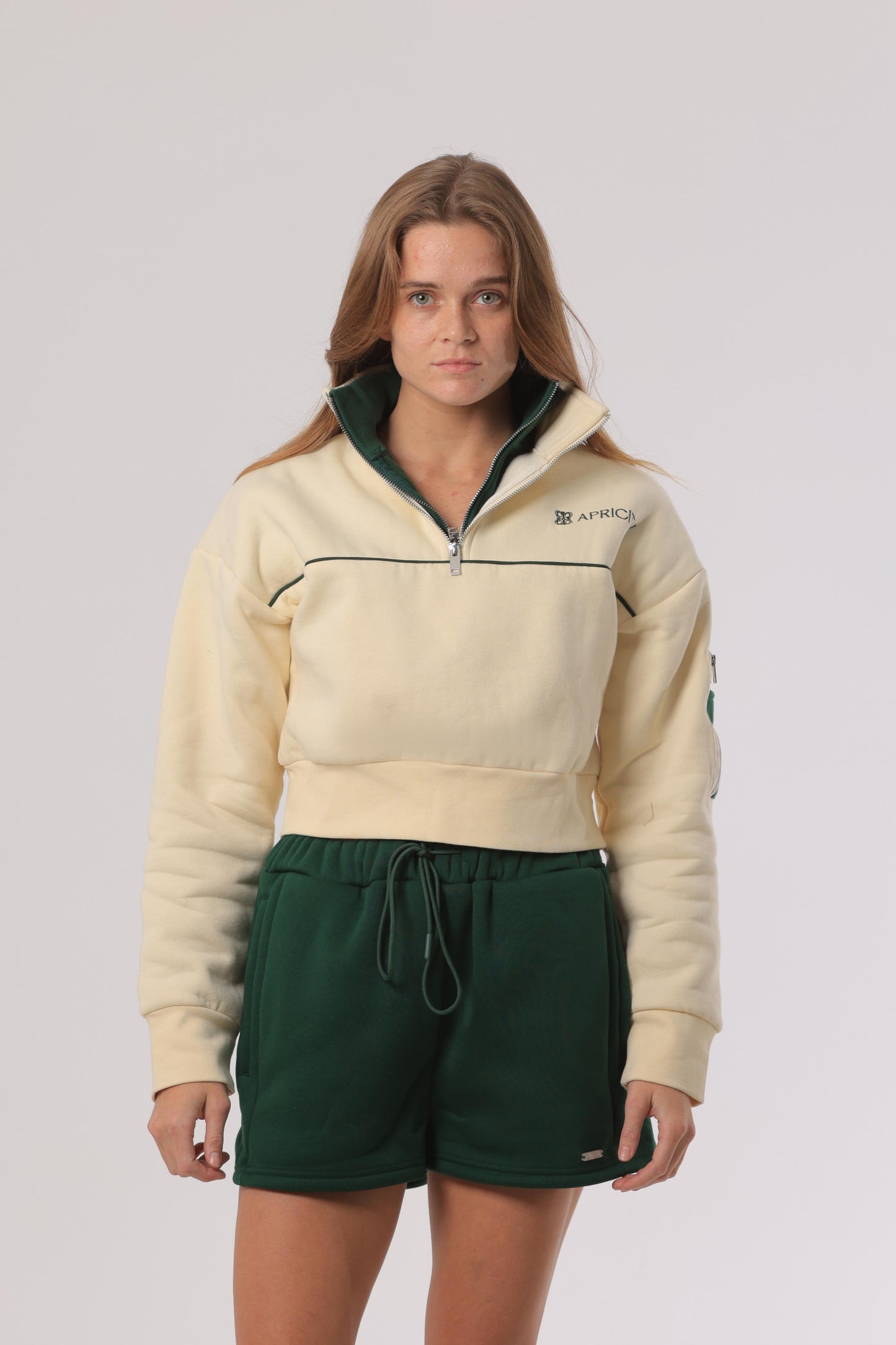 Double Collar Cropped Sweatshirt