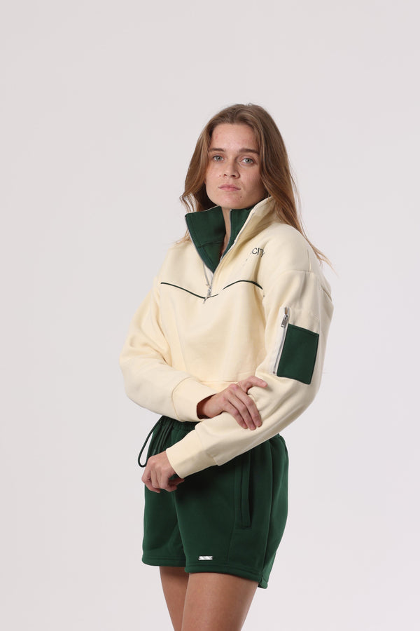 Double Collar Cropped Sweatshirt alternate view