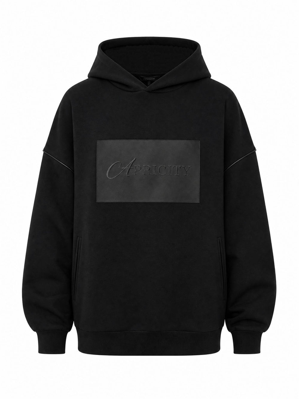 Hoodie with Leather Piped Detailing