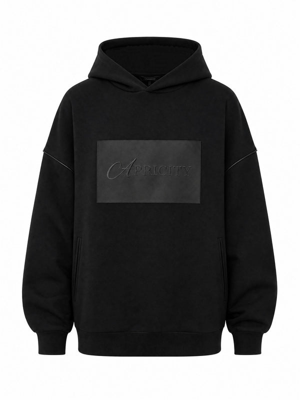 Hoodie with Leather Piped Detailing